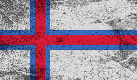 Flag of Faroe Islands with old texture. Vector illustrationのイラスト素材