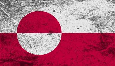 Flag of Greenland with old texture. Vector illustrationのイラスト素材