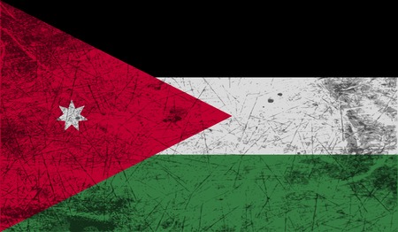 Flag of Jordan with old texture. Vector illustrationのイラスト素材