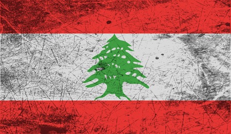 Flag of Lebanon with old texture. Vector illustrationのイラスト素材