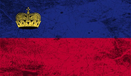 Flag of Liechtenstein with old texture. Vector illustrationのイラスト素材