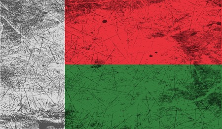Flag of Madagascar with old texture. Vector illustrationのイラスト素材