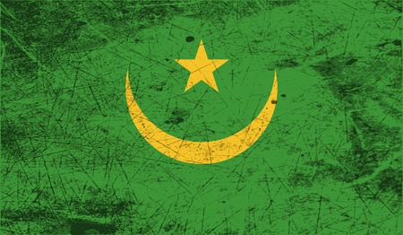 Flag of Mauritania with old texture. Vector illustrationのイラスト素材