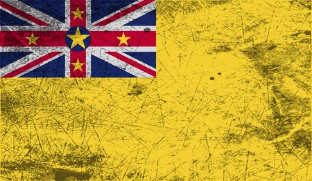 Flag of Niue with old texture. Vector illustrationのイラスト素材