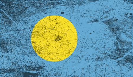 Flag of Palau with old texture. Vector illustrationのイラスト素材