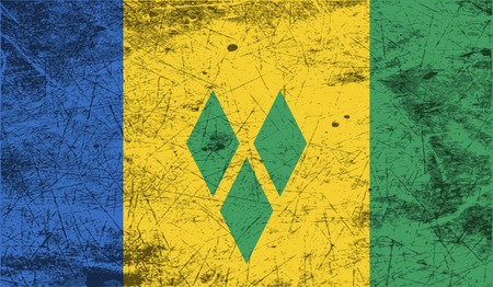 Flag of Saint Vincent and The Grenadines with old texture. Vector illustrationのイラスト素材