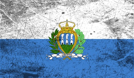 Flag of San Marino with old texture. Vector illustrationのイラスト素材