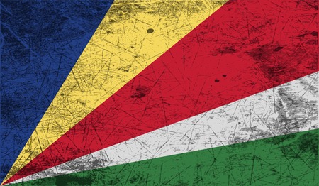 Flag of Seychelles with old texture. Vector illustrationのイラスト素材
