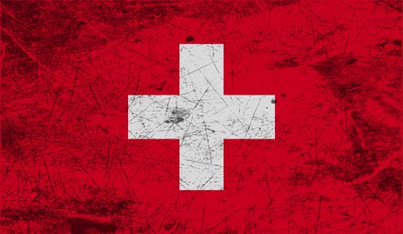 Flag of Switzerland with old texture. Vector illustrationのイラスト素材