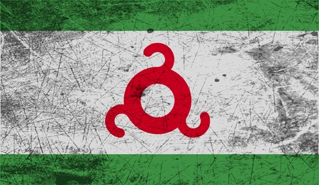 Flag of Ingushetia with old texture. Vector illustrationのイラスト素材