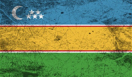 Flag of Karakalpakstan with old texture. Vector illustrationのイラスト素材