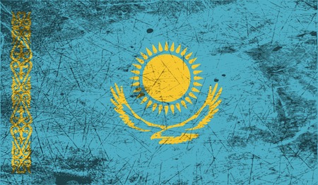 Flag of Kazakhstan with old texture. Vector illustrationのイラスト素材