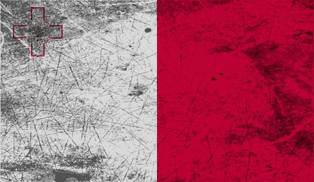 Flag of Malta with old texture. Vector illustrationのイラスト素材