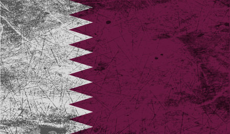Flag of Qatar with old texture. Vector illustration