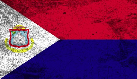 Flag of Saint Martin with old texture. Vector illustrationのイラスト素材