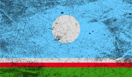 Flag of  Sakha Yakutia Republic, Russia with old texture. Vector illustrationのイラスト素材