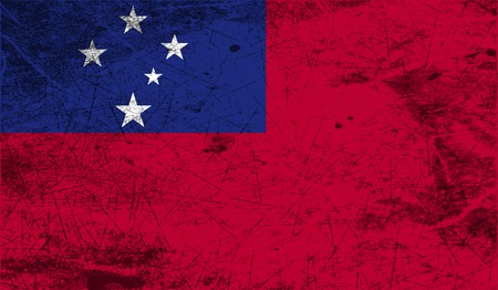 Flag of Samoa with old texture. Vector illustrationのイラスト素材