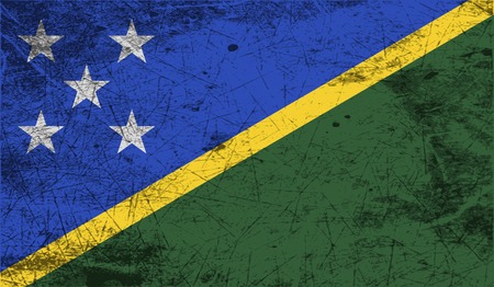 Flag of Solomon Islands with old texture. Vector illustrationのイラスト素材
