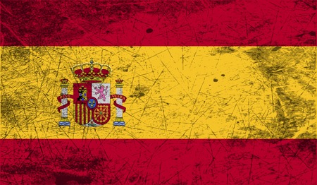 Flag of Spain with old texture. Vector illustrationのイラスト素材