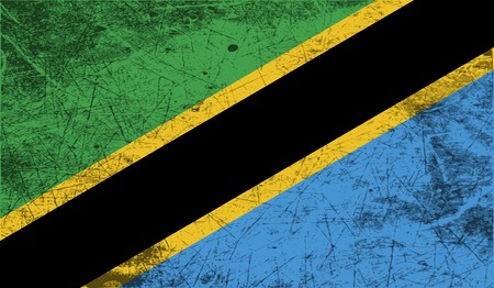 Flag of Tanzania with old texture. Vector illustrationのイラスト素材