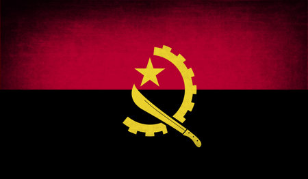 Flag of Angola with old texture. Vector illustrationのイラスト素材