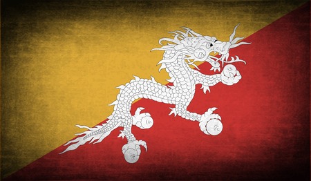 Flag of Bhutan with old texture. Vector illustrationのイラスト素材