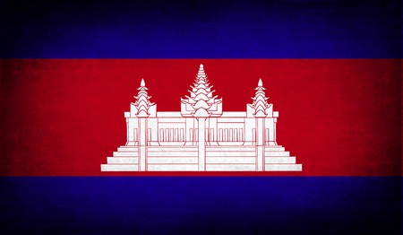 Flag of Cambodia with old texture. Vector illustrationのイラスト素材