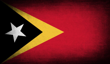 Flag of East Timor with old texture. Vector illustrationのイラスト素材