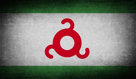 Flag of Ingushetia with old texture. Vector illustrationのイラスト素材