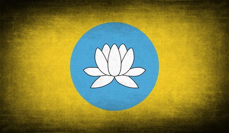 Flag of Kalmykia Republic, Russia with old texture. Vector illustrationのイラスト素材