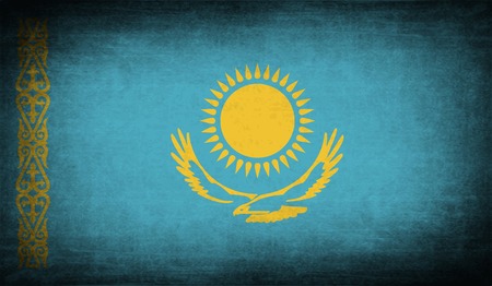 Flag of Kazakhstan with old texture. Vector illustrationのイラスト素材