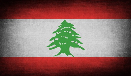 Flag of Lebanon with old texture. Vector illustrationのイラスト素材