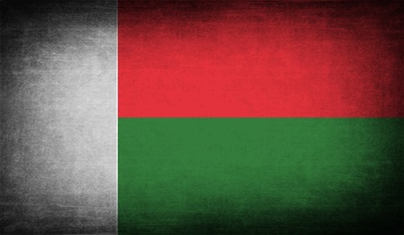 Flag of Madagascar with old texture. Vector illustrationのイラスト素材