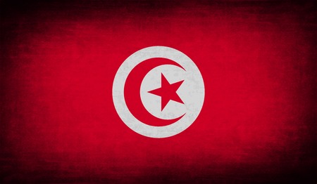 Flag of Tunisia with old texture. Vector illustrationのイラスト素材