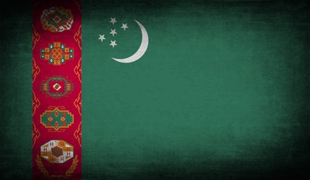 Flag of Turkmenistan with old texture. Vector illustrationのイラスト素材