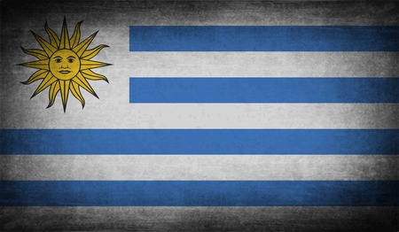 Flag of Uruguay with old texture. Vector illustrationのイラスト素材