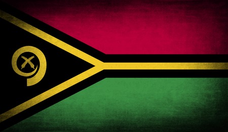 Flag of Vanuatu with old texture. Vector illustrationのイラスト素材