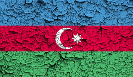 Flag of Azerbaijan with old texture. Vector illustrationのイラスト素材