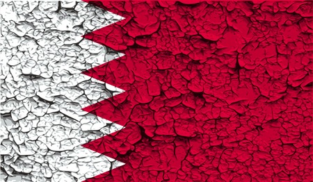 Flag of Bahrain with old texture. Vector illustrationのイラスト素材