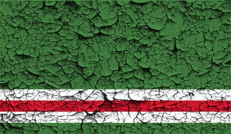Flag of Chechen Republic of Ichkeria with old texture. Vector illustrationのイラスト素材
