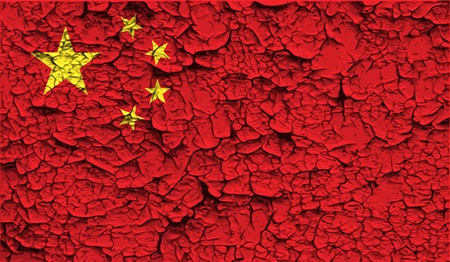 Flag of China with old texture. Vector illustrationのイラスト素材