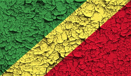 Flag of Congo Republic with old texture. Vector illustrationのイラスト素材