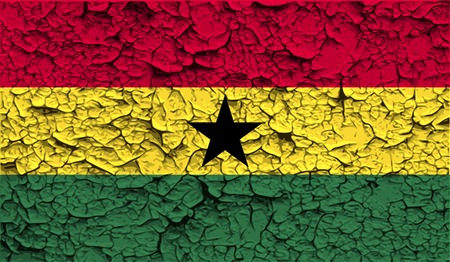 Flag of Ghana with old texture. Vector illustrationのイラスト素材