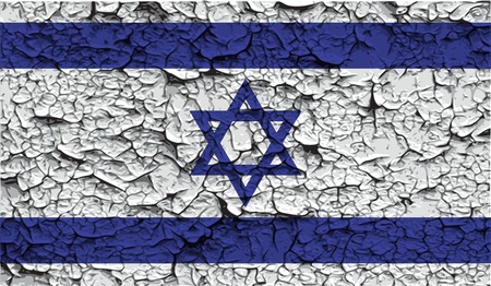 Flag of Israe with old texture. Vector illustrationのイラスト素材