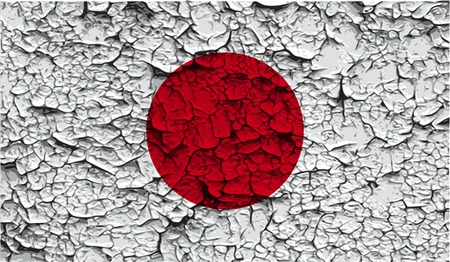 Flag of Japan with old texture. Vector illustrationのイラスト素材