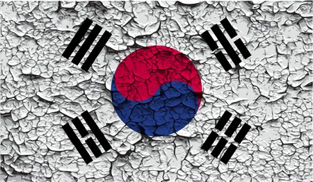 Flag of South Korea with old texture. Vector illustrationのイラスト素材