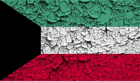 Flag of Kuwait with old texture. Vector illustrationのイラスト素材