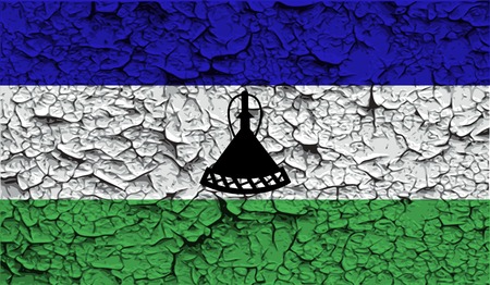 Flag of Lesotho with old texture. Vector illustrationのイラスト素材