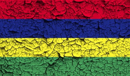 Flag of Mauritius with old texture. Vector illustrationのイラスト素材