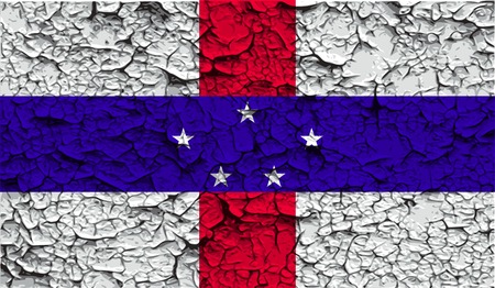 Flag of Netherlands Antilles with old texture. Vector illustrationのイラスト素材